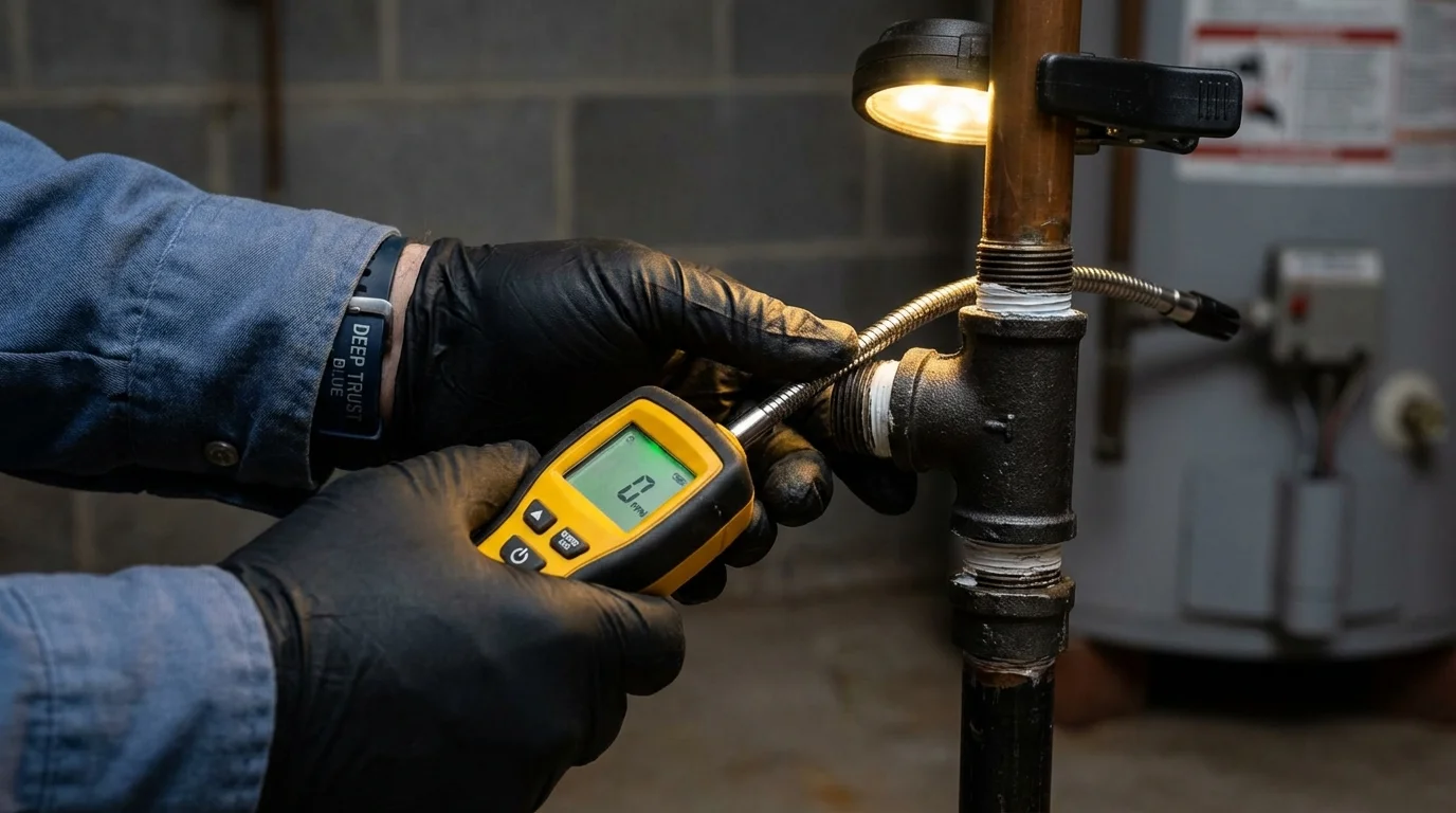 Gas leak detection with electronic sniffer by Johns Plumbing LLC in Wadena