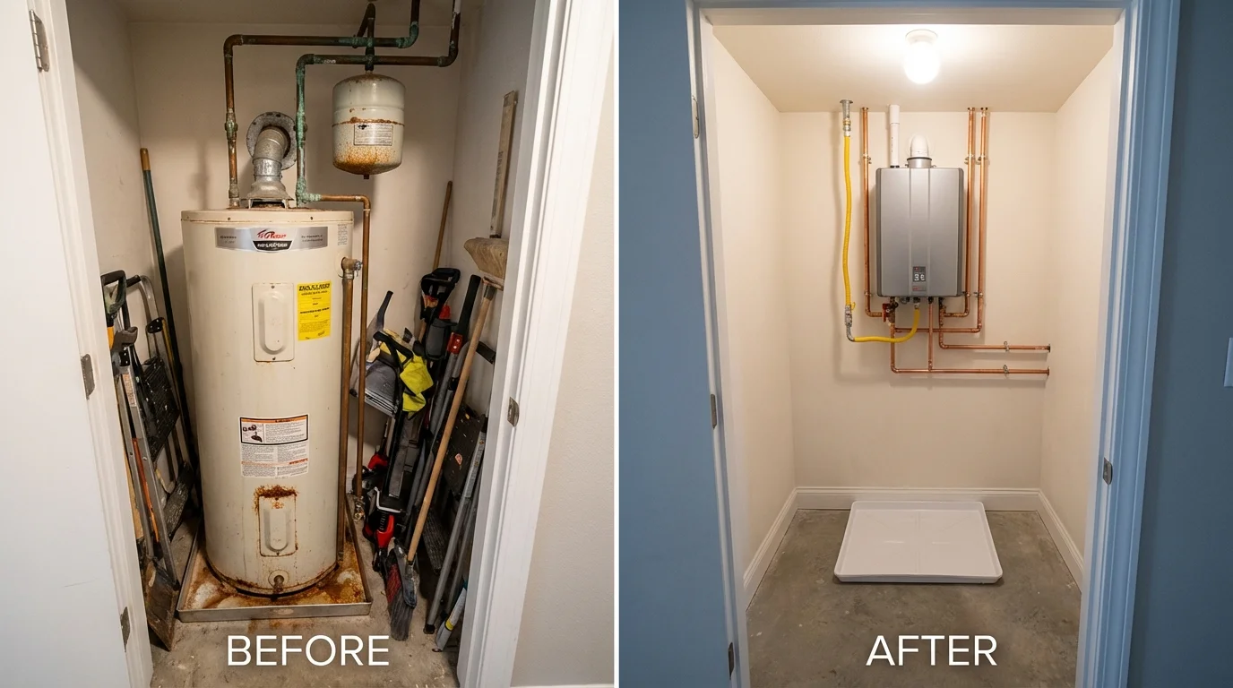 Tank water heater versus wall-mounted tankless unit comparison for Wadena, MN homeowners